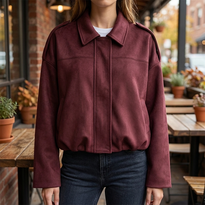 Addison Cropped Zip‑Up Bomber Jacket – Stylish Everyday Layer