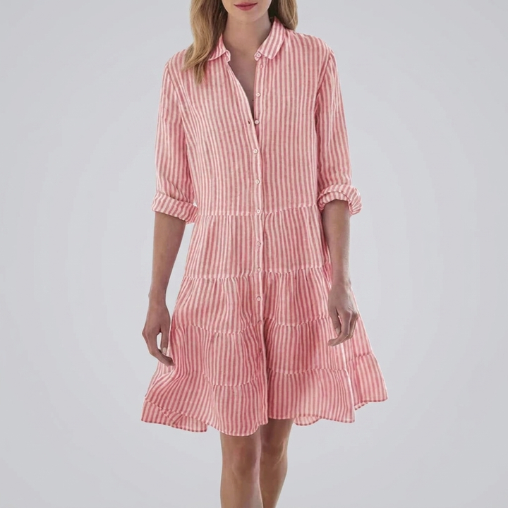 Striped Button‑Front Midi Dress