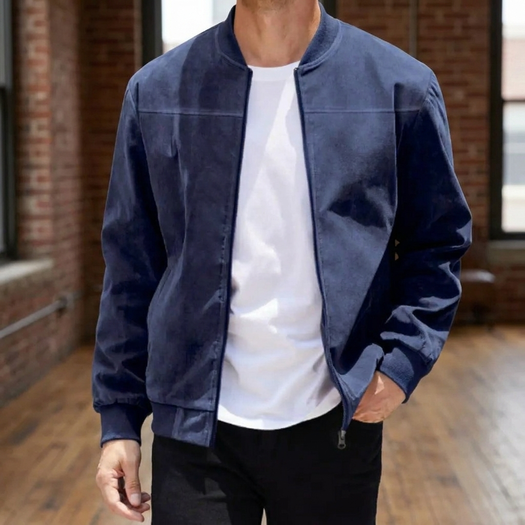 Slim-Fit Men’s Zip-Up Bomber Jacket