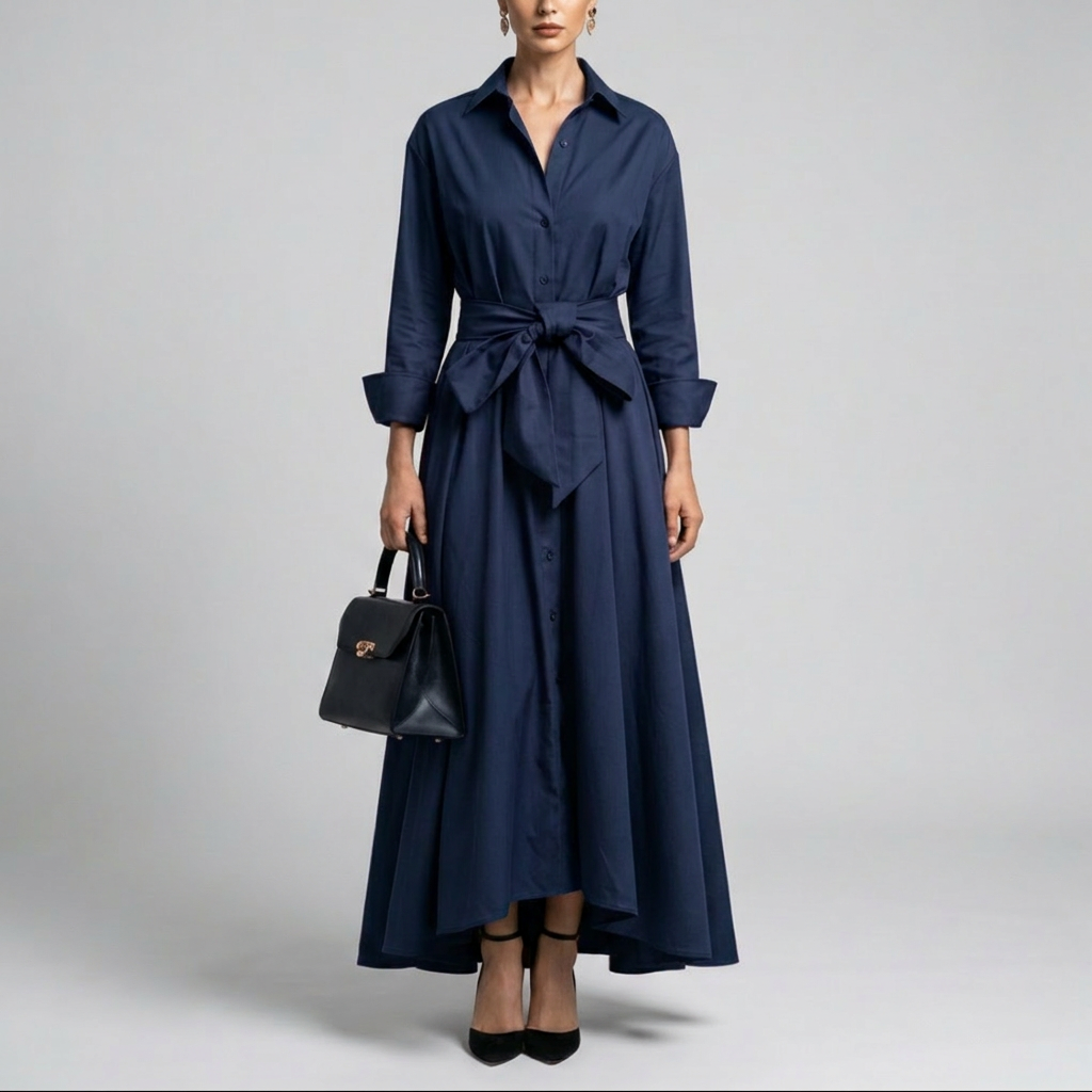 Sophisticated Long-Sleeve Maxi Dress