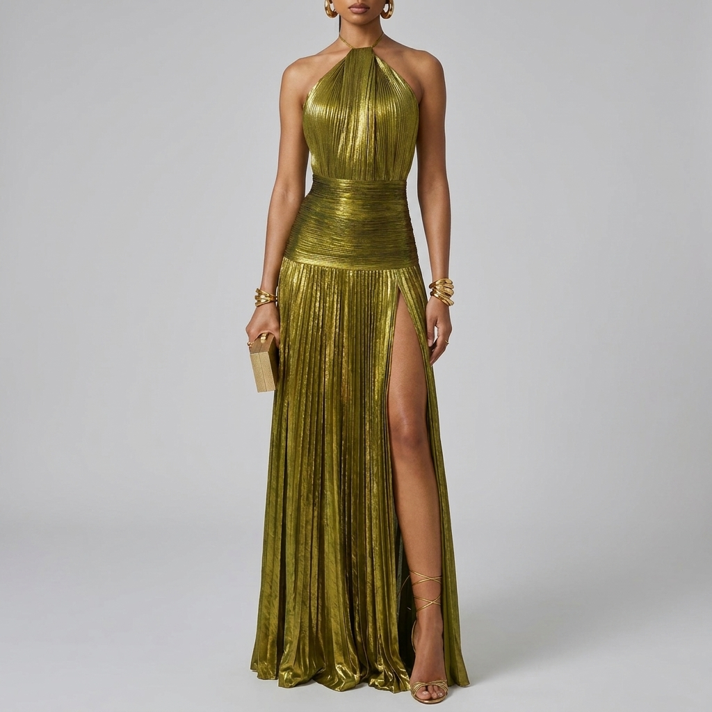 Chic Floor-Length Dress with Sleek Cut