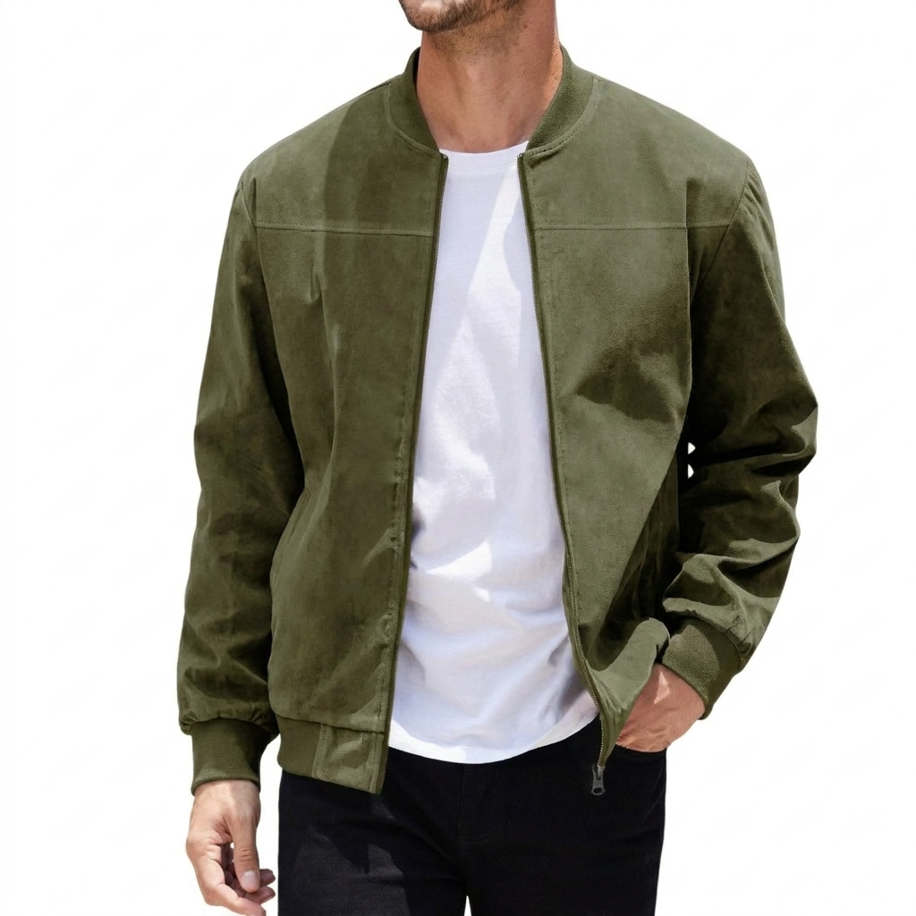 Slim-Fit Men’s Zip-Up Bomber Jacket