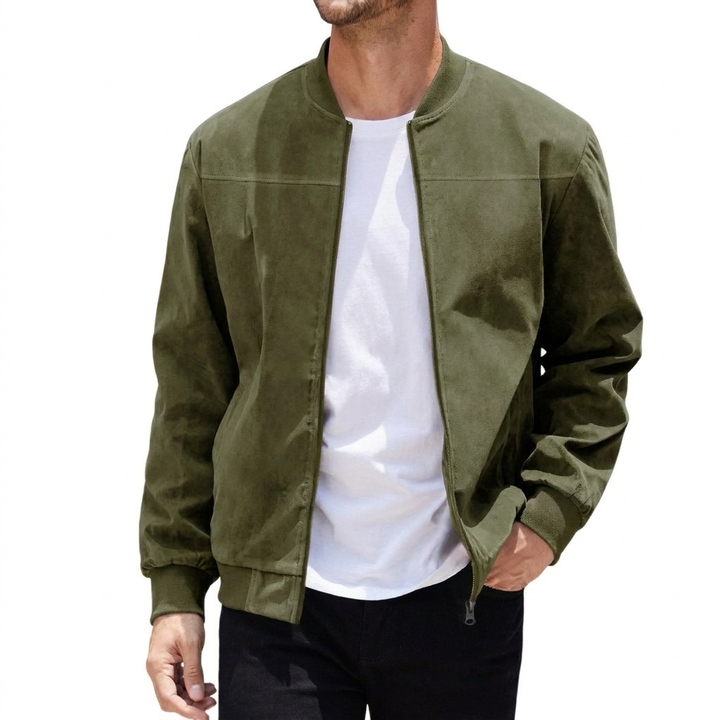 Slim-Fit Men’s Zip-Up Bomber Jacket
