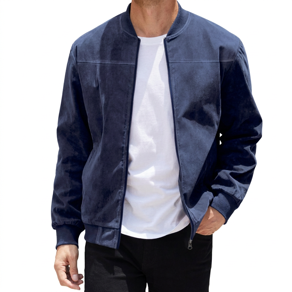 Slim-Fit Men’s Zip-Up Bomber Jacket