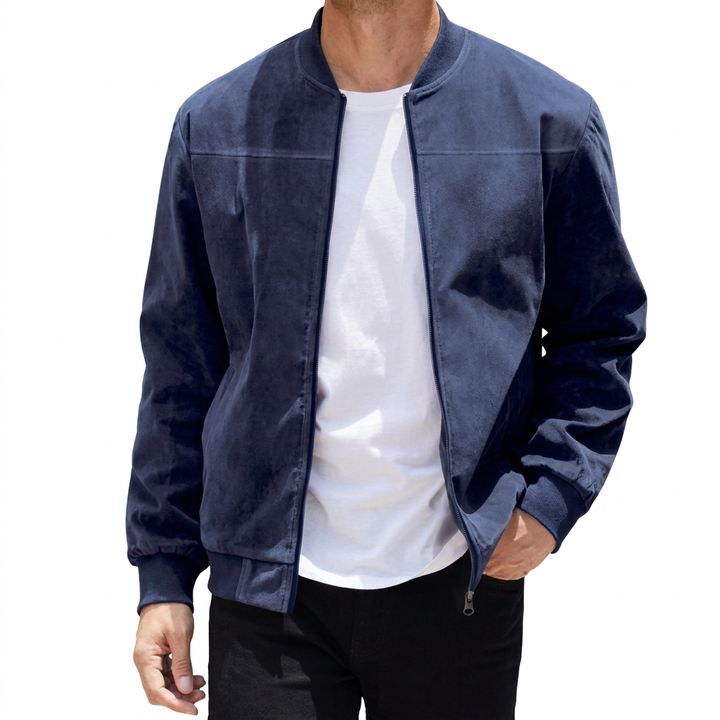 Slim-Fit Men’s Zip-Up Bomber Jacket