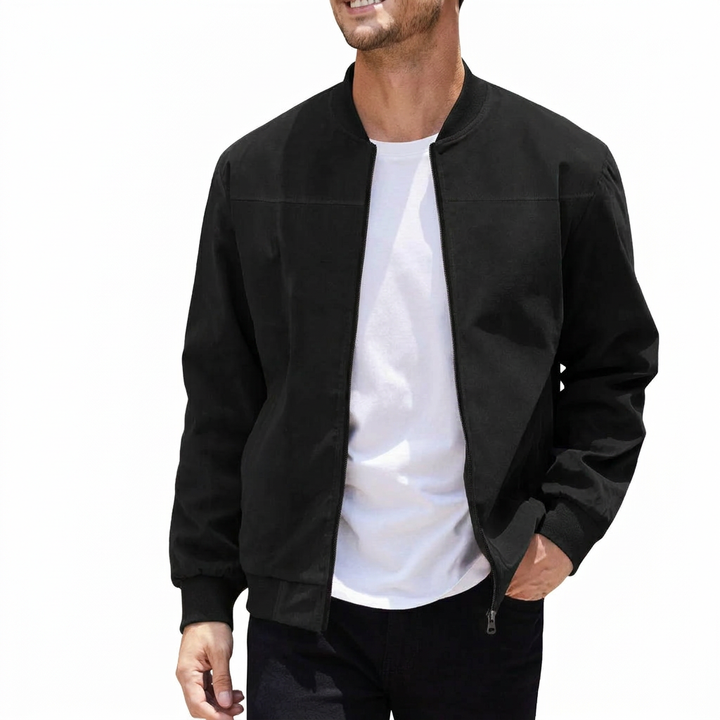 Slim-Fit Men’s Zip-Up Bomber Jacket