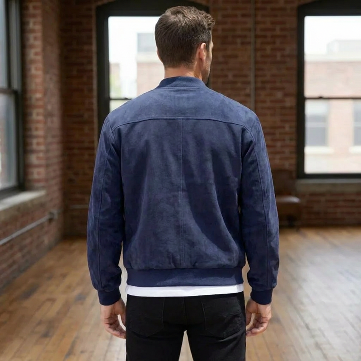 Slim-Fit Men’s Zip-Up Bomber Jacket