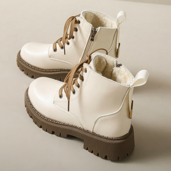 Lace‑Up Ankle Boots with Lug Sole & Side Zip