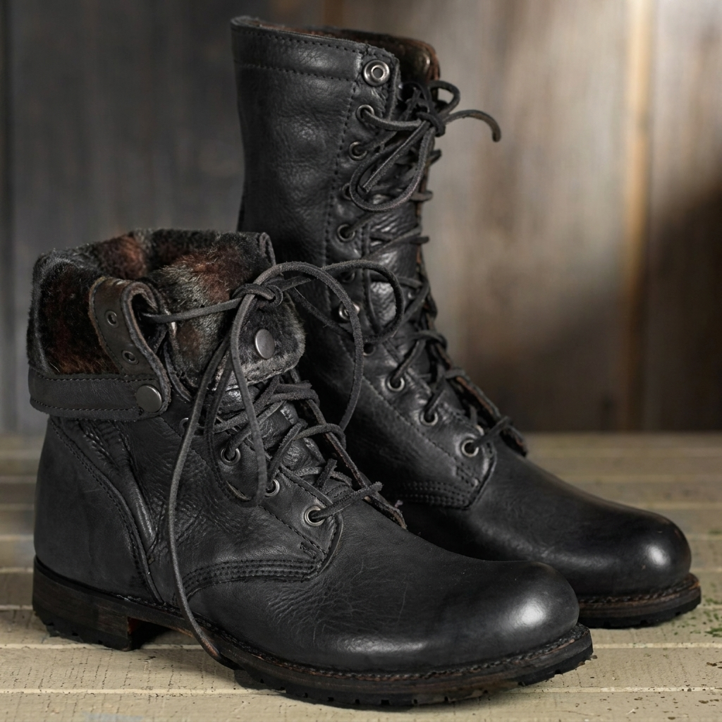 Lace‑Up Mid‑Calf Boots for Women
