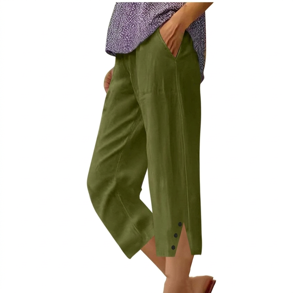 High-Waist Women’s Loose Fit Casual Pants with Pockets