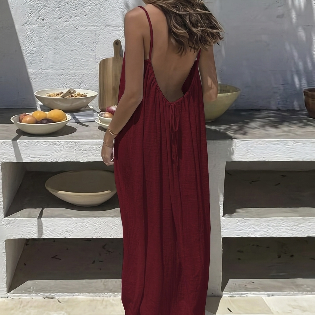 Women’s Backless Loose Fit Long Homewear Dress