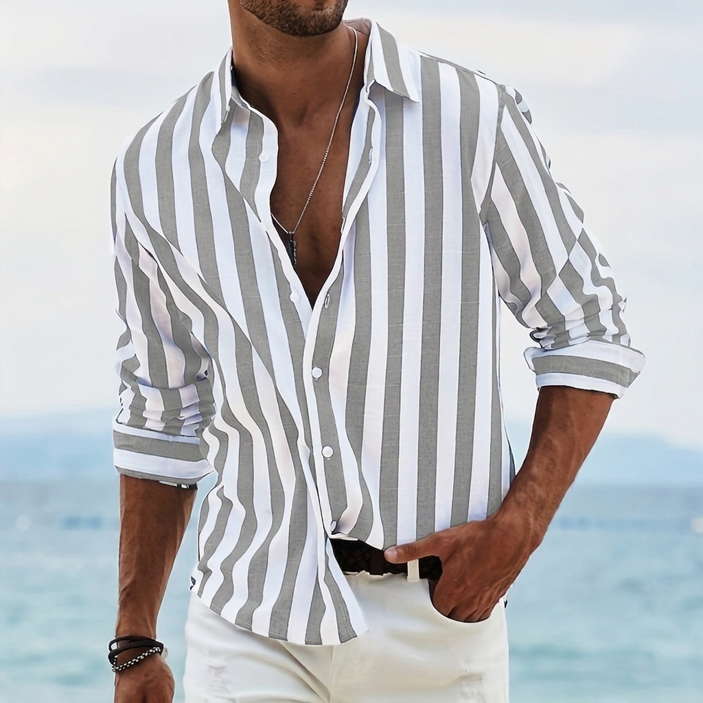Striped Print Shirt Casual Loose Long-sleeved