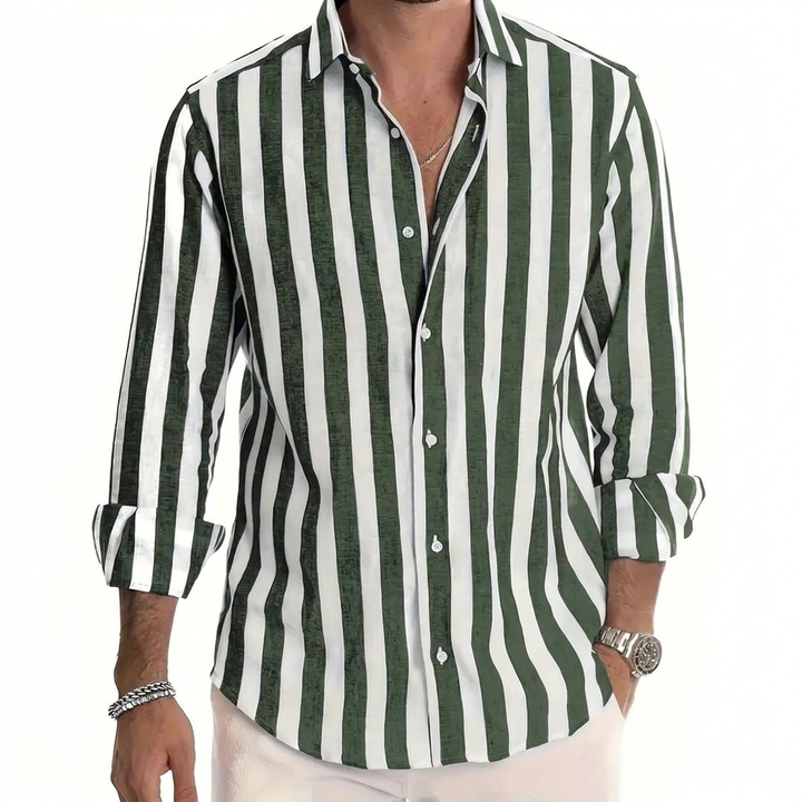 Striped Print Shirt Casual Loose Long-sleeved