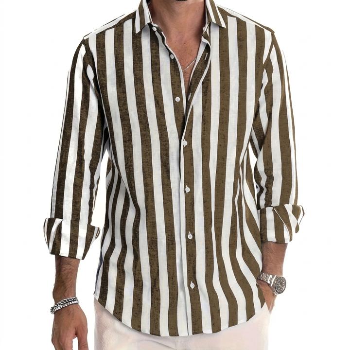 Striped Print Shirt Casual Loose Long-sleeved