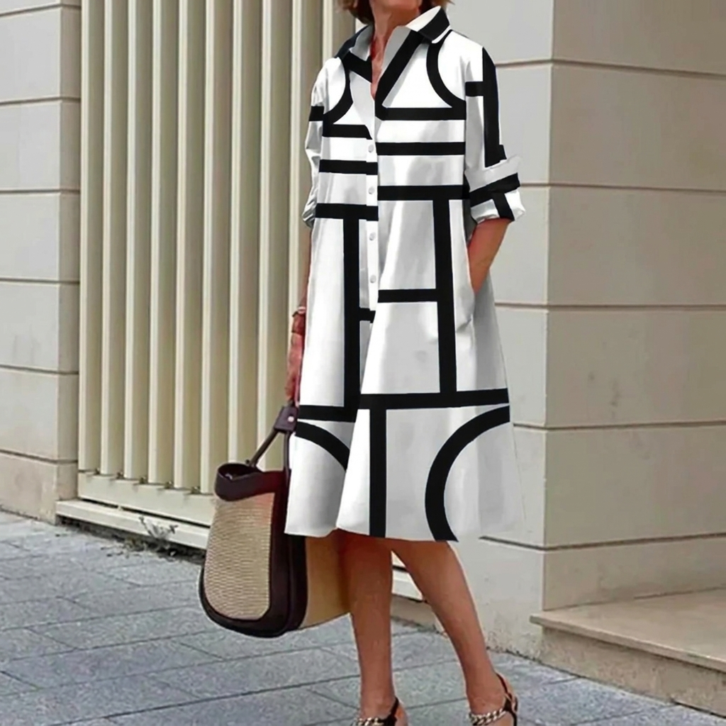 Comfortable Shirt Dress 3D Digital Printing Women's Clothing