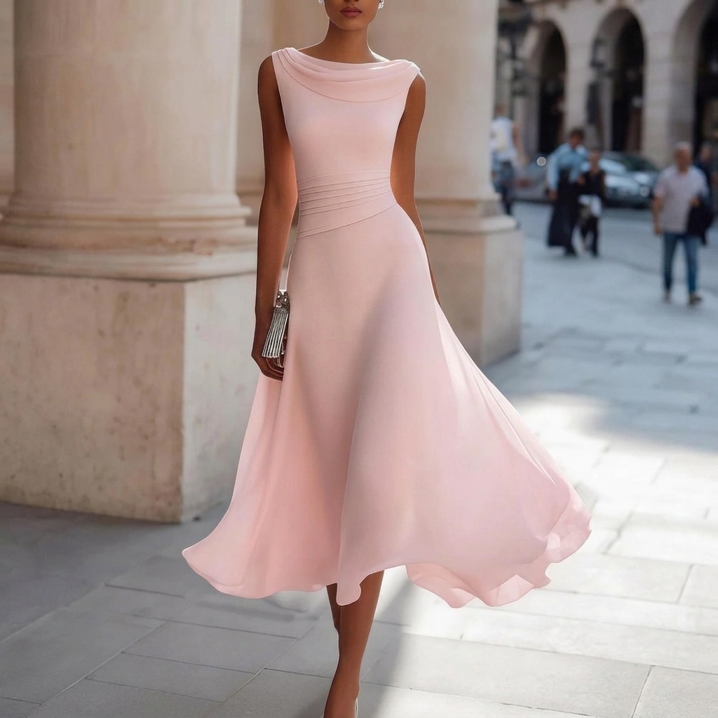 Elegant Party Unique Chiffon Boat-Neckline Dress For Women