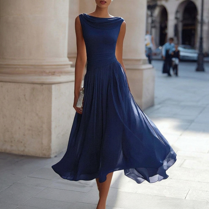 Elegant Party Unique Chiffon Boat-Neckline Dress For Women