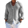Men's Solid-Colored Lapel Beach Long-Sleeve Shirt