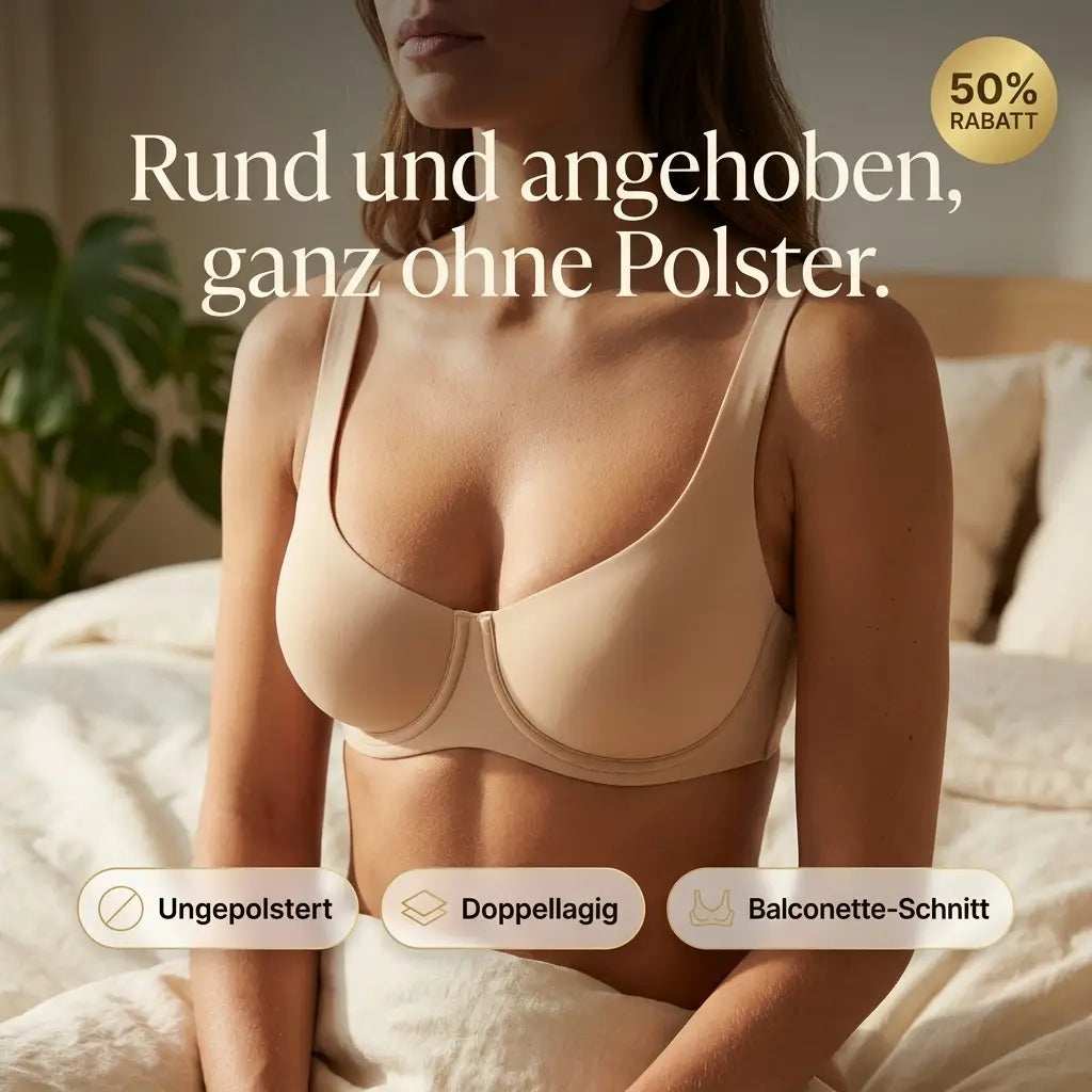 Seamless balconette bra with double-layer cups, lifts and shapes without padding