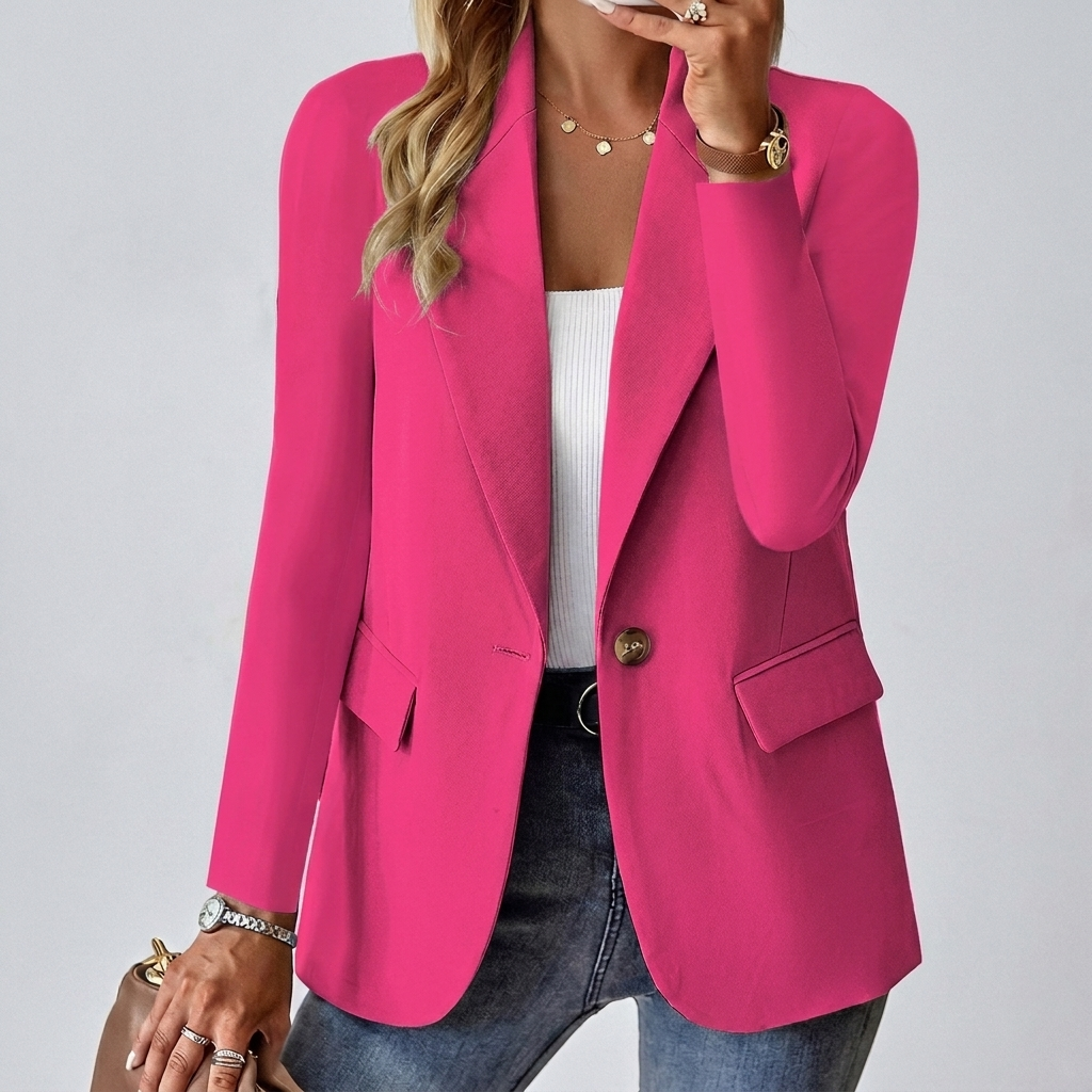 Women's Lapel Button Blazer Jacket for Casual Wear