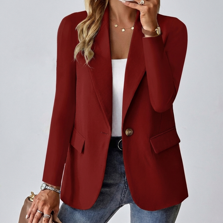 Women's Lapel Button Blazer Jacket for Casual Wear
