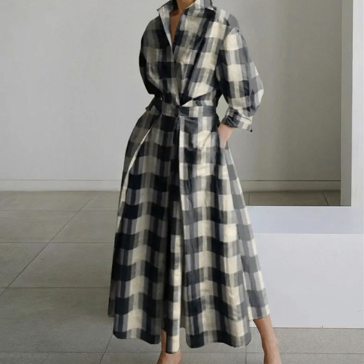 Long-sleeve Blouse Elastic Waist Swing Dress