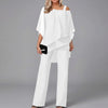 Women’s Two-Piece Set with Batwing Top and Straight-Leg Trousers