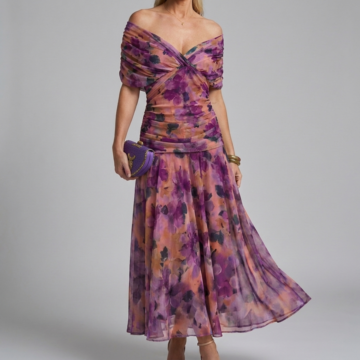 Women's Casual V-Neck A-Line Maxi Dress