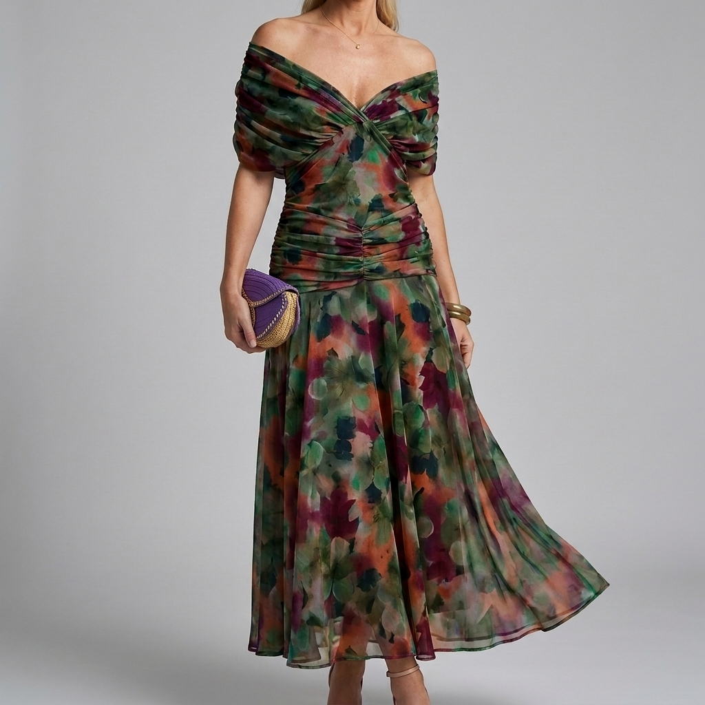Women's Casual V-Neck A-Line Maxi Dress