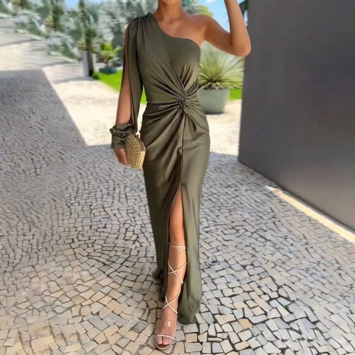Women's Elegant Tie Detail High Split Evening Dress