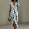 Women's Elegant Printed V-Neck Long Dress