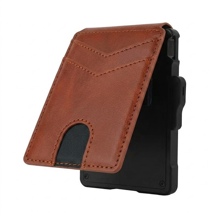 Mens Genuine Leather Card Holder With Metal Details