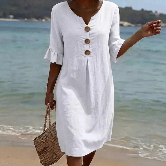 Women's Casual Solid Color V-Neck Beach Dress