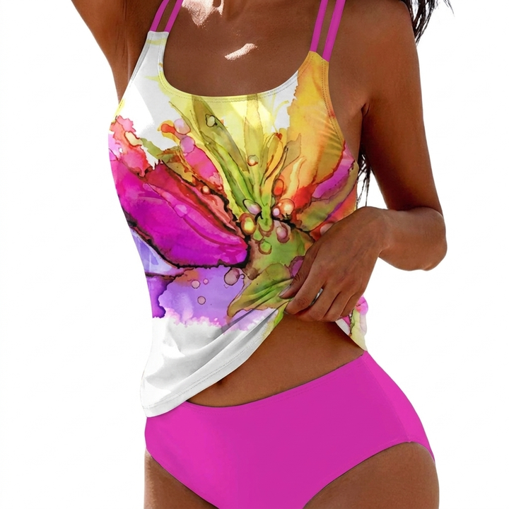 Women’s Casual Printed Two Piece Swimsuit with High Waist Fit