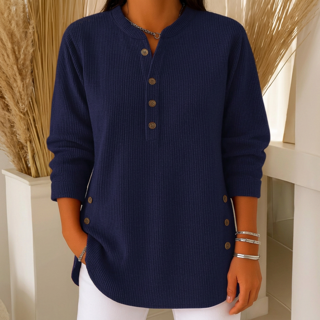 Women's Elegant V-Neck Long Sleeve Knit Top