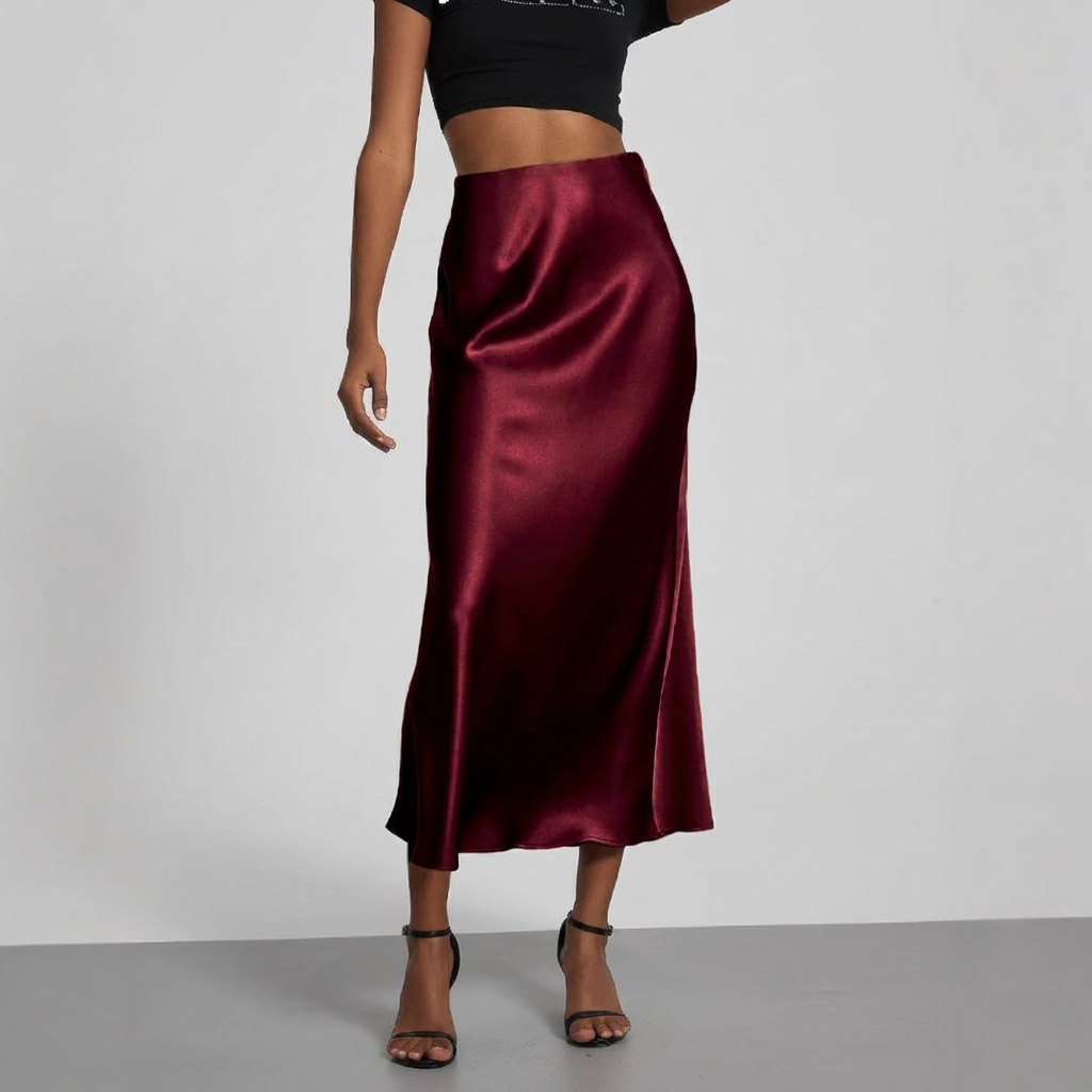 Women's Slim Fit Straight Midi Skirt