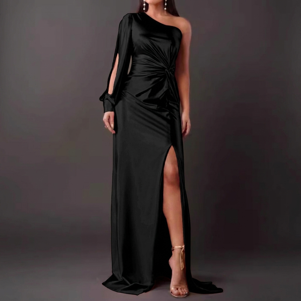 Women's Slim Fit High Waist Split Long Dress