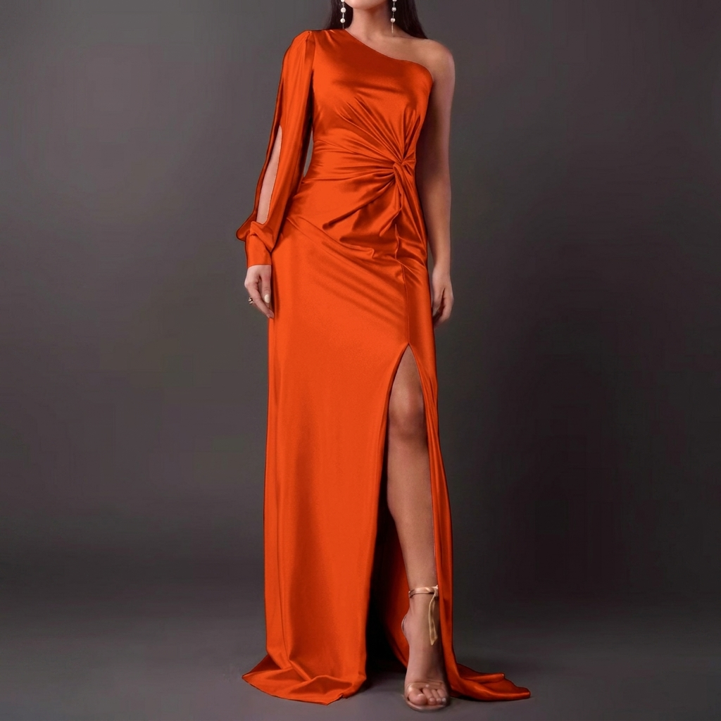 Women's Slim Fit High Waist Split Long Dress