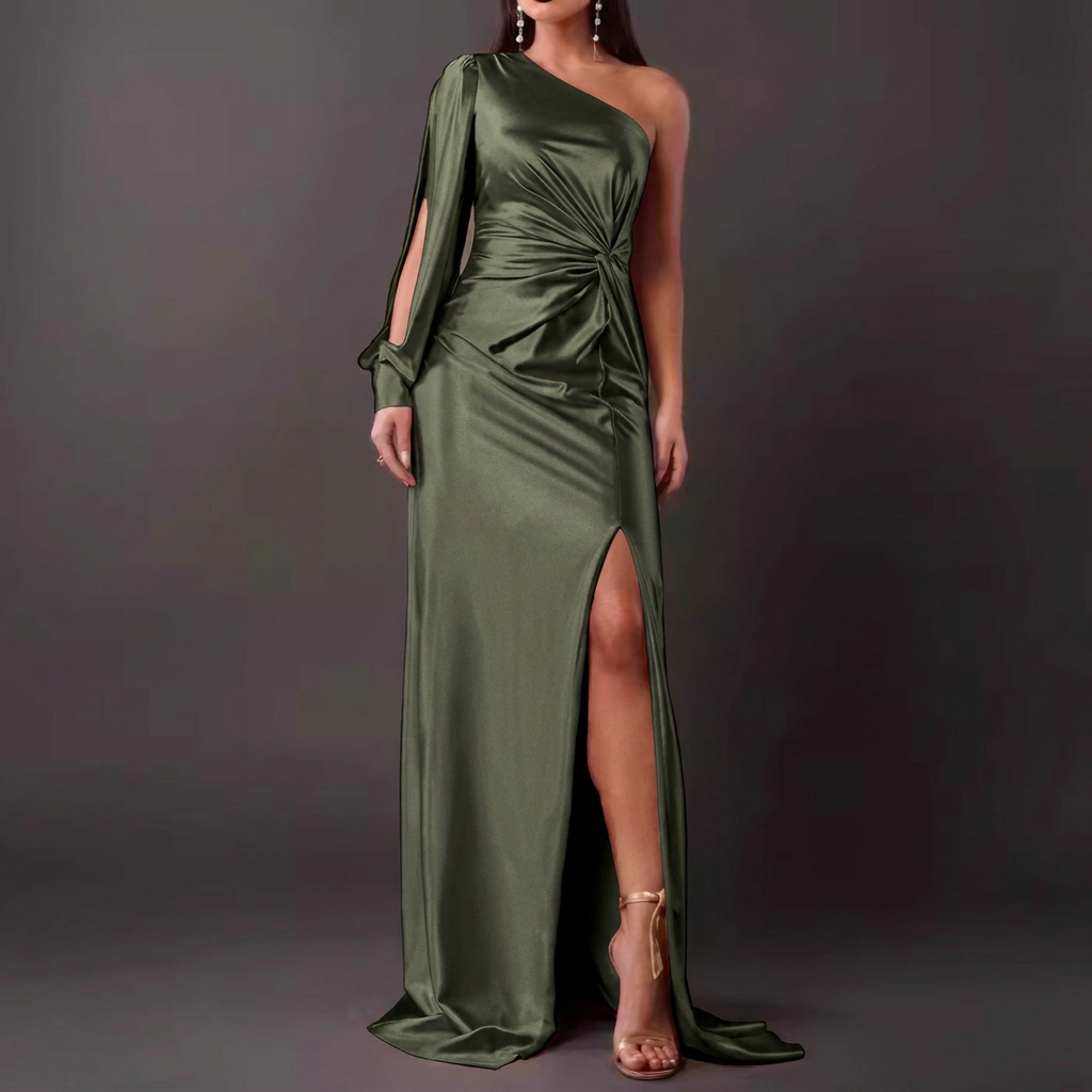 Women's Slim Fit High Waist Split Long Dress
