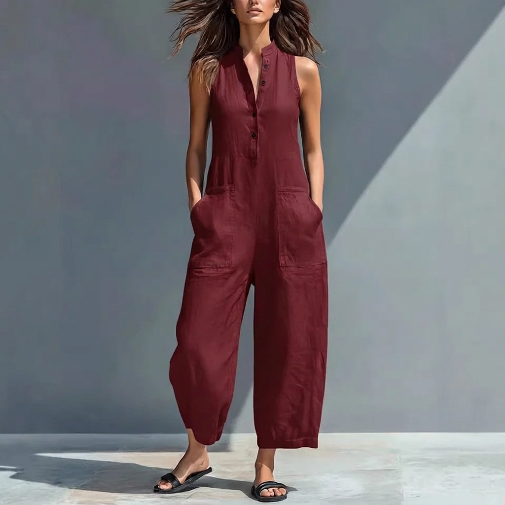 Women's Casual Wide Leg Jumpsuit with Pockets