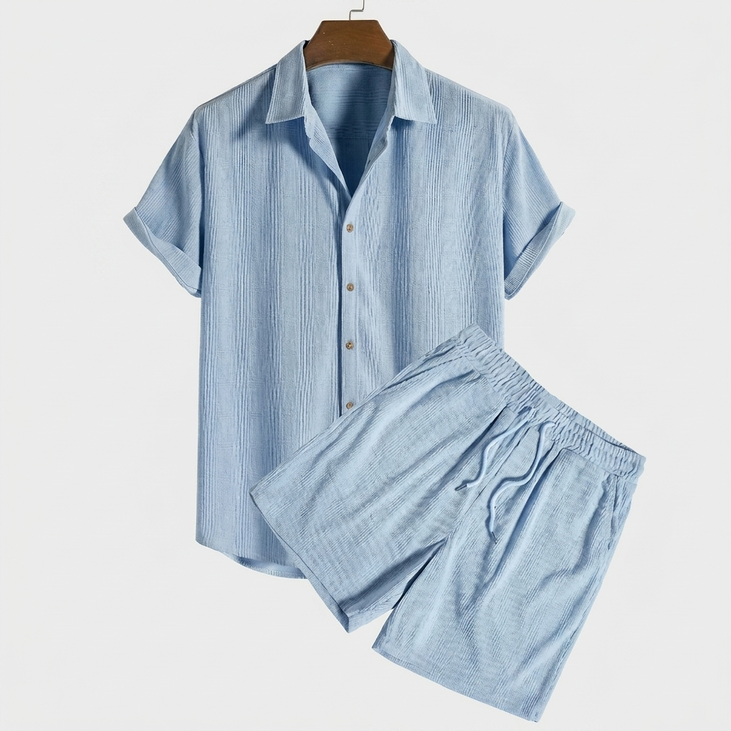 Men's Relaxed Fit Button Shirt and Shorts Set