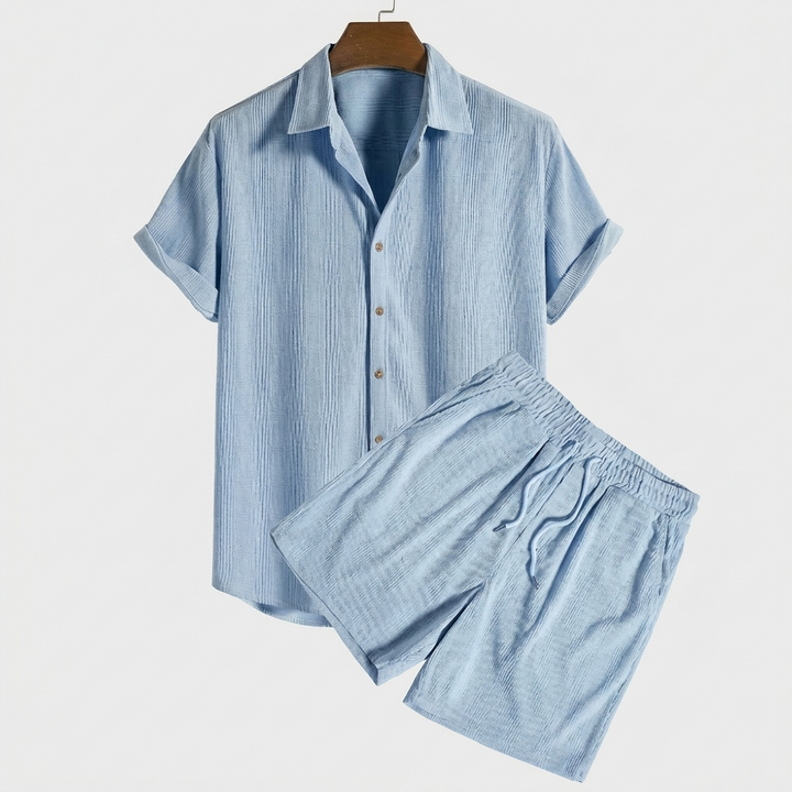 Men's Relaxed Fit Button Shirt and Shorts Set