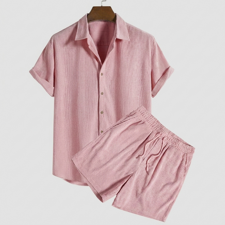 Men's Relaxed Fit Button Shirt and Shorts Set