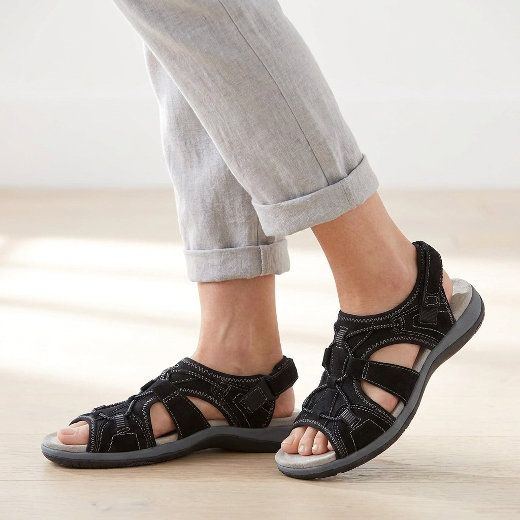 Women's Round Toe Velcro Wedge Sandals