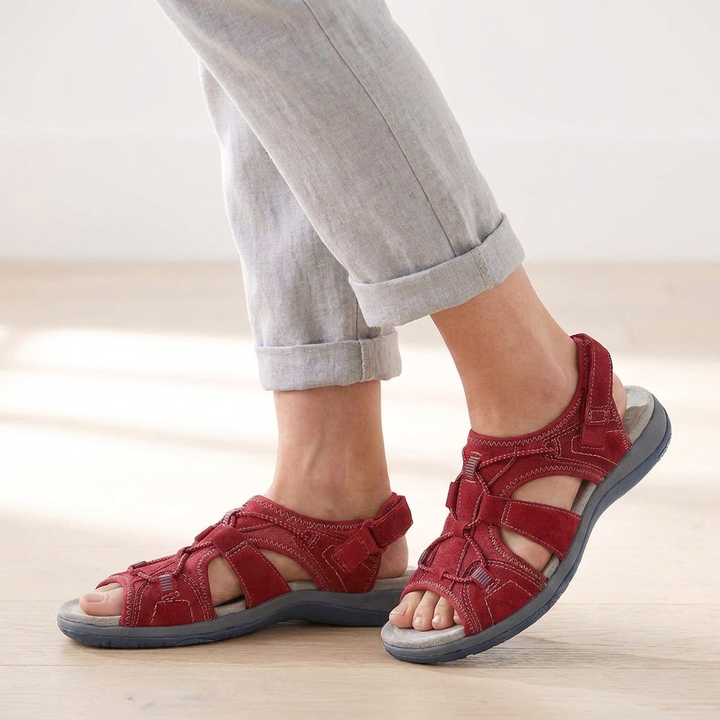 Women's Round Toe Velcro Wedge Sandals