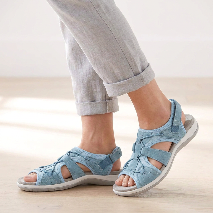 Women's Round Toe Velcro Wedge Sandals