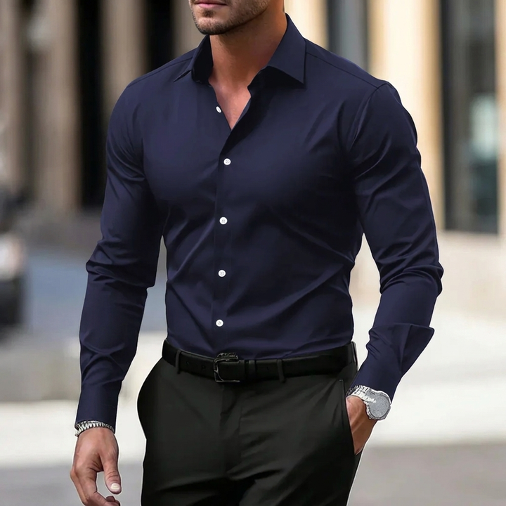 Men's Elegant Long Sleeve Collared Shirt