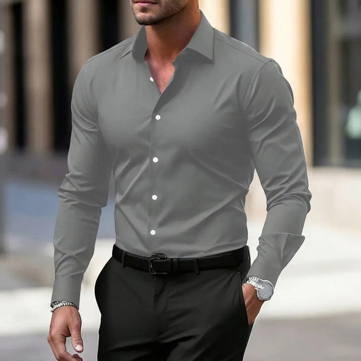 Men's Elegant Long Sleeve Collared Shirt