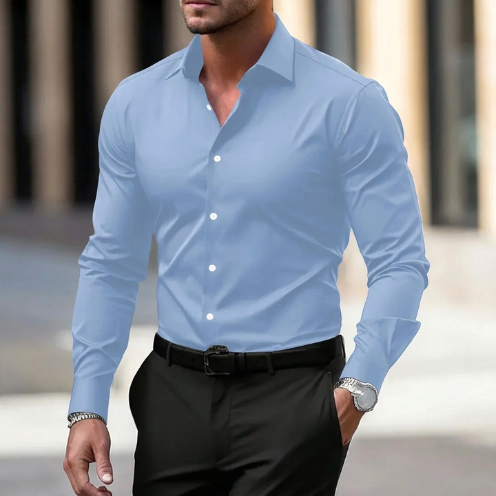 Men's Elegant Long Sleeve Collared Shirt