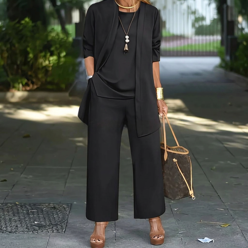 Women's Elegant Three Piece Layered Pants Set